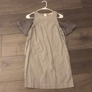 Loft Petite Striped Drop Shoulder Dress